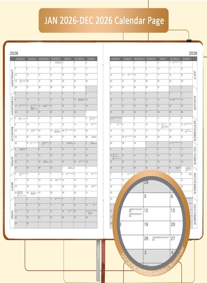 Lemome 2026 Diary - 2026 Daily Planner, January - December 2026 Appointment Book, 5.75" x 8.5", Hourly Planner 2026 with Tabs/Pen Loop/Bookmarks - Image 3